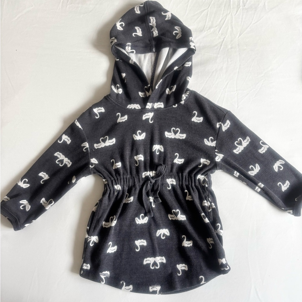Hanna Andersson ribbed hoodie tunic black swan 3T